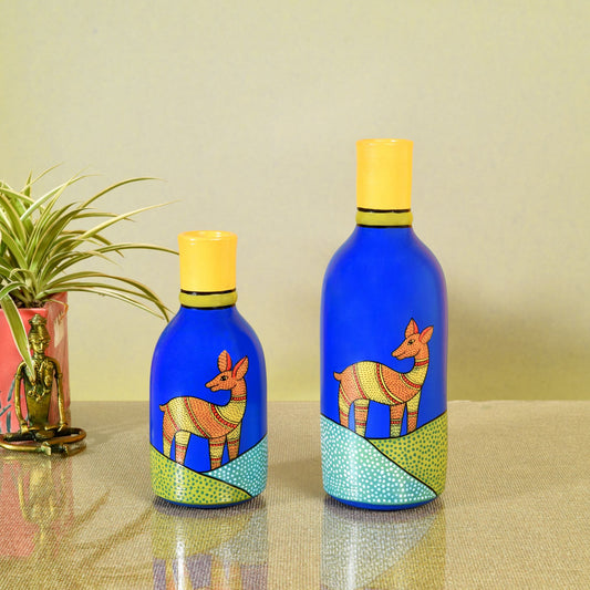 Indigo Deer Terracotta Vase (Set of 2)
