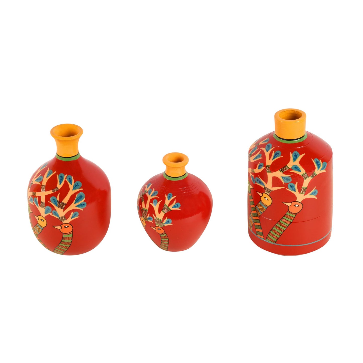 Chirping Birds Terracotta Vase (Set of 3)