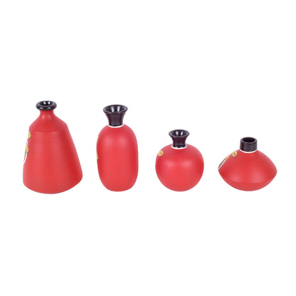 Scarlet Garden Quartet Terracotta Vase (Set of 4) (4x4x5)