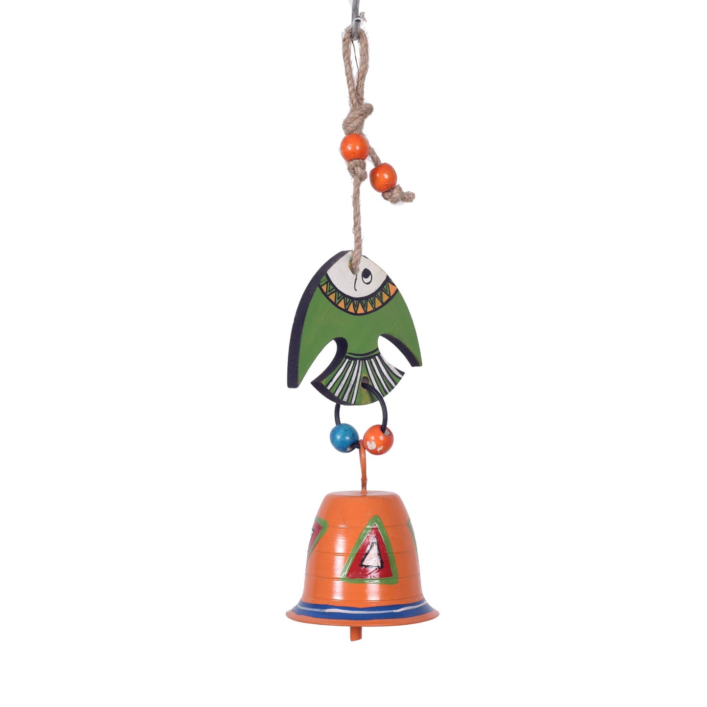 Hand Painted Fish And Bell Windchime (3x2.5x9)