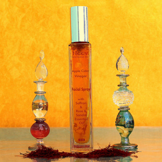 Natural Handmade Apple Cider Vinegar Facial Spray with Saffron & Rose and Sandal Essential Oils
