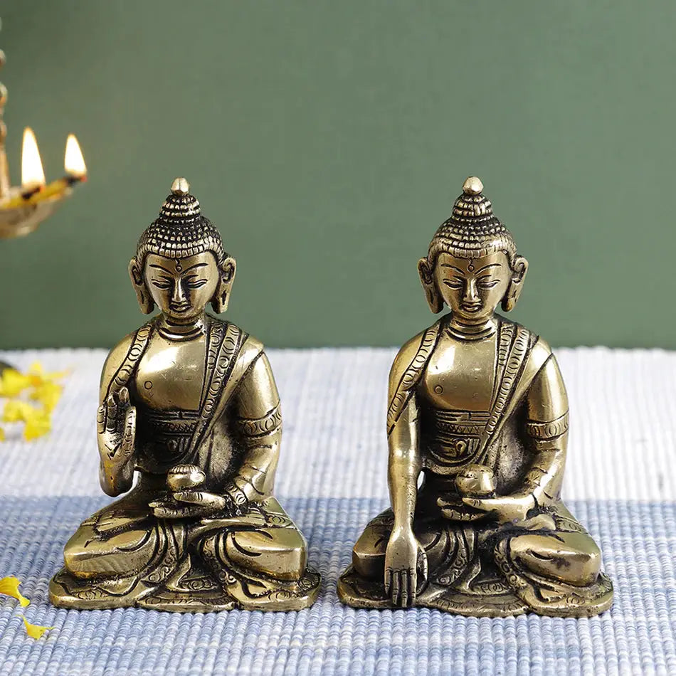 Set of 2 brass lord Buddah idols