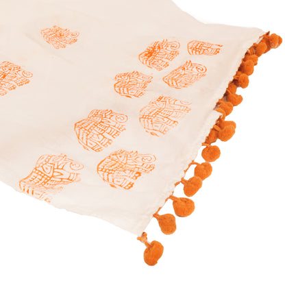 DIY Block print your own Dupatta kit Orange Elephant
