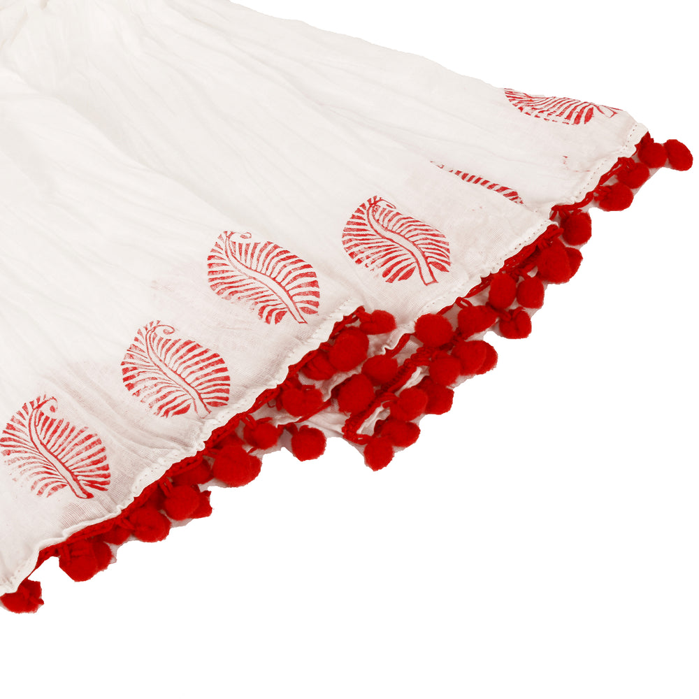 DIY Block Print Your Own Dupatta kit Red Leaf
