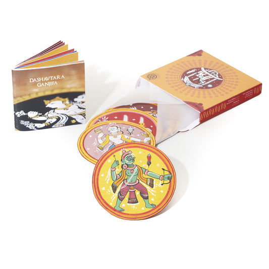 GANJIFA Hand painted Dashavtar Cards Abridged Set/5 W