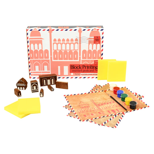 DIY Wooden Block Printing Craft kit Monuments of india Red Fort