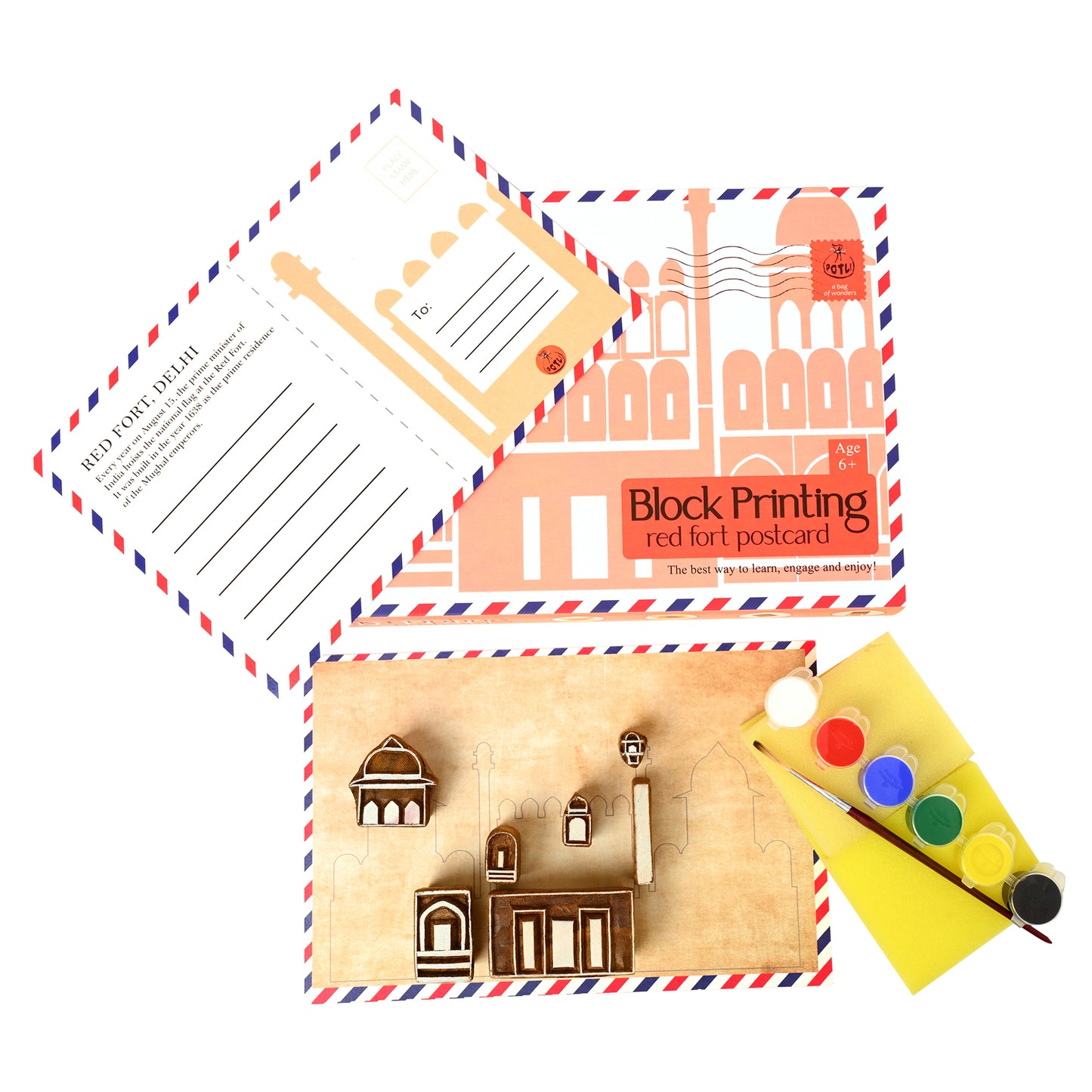 DIY Wooden Block Printing Craft kit Monuments of india Red Fort