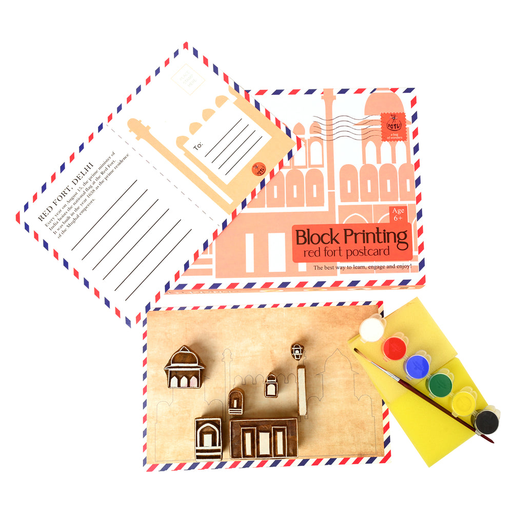 DIY Wooden Block Printing Craft kit Monuments of india Red Fort