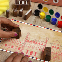 DIY Wooden Block Printing Craft kit Monuments of india Red Fort