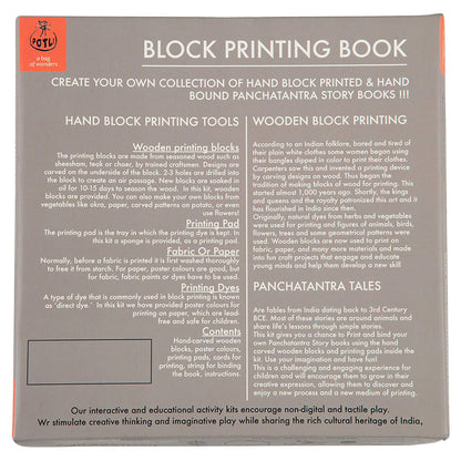 DIY Wooden Block Printing Craft kit Print your own Panchtantra Story book The Crane & the crab