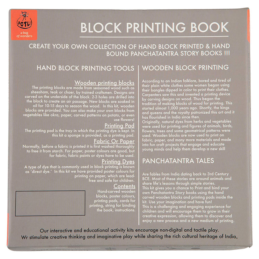 DIY Wooden Block Printing Craft kit Print your own Panchtantra Story book Two Fishes & a Frog