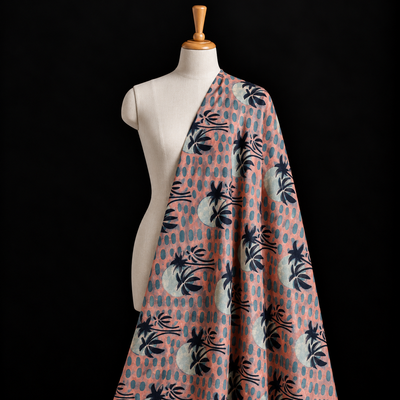 Pomegranate Peel Hand Block Print Cotton Fabric 07