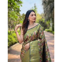 Anushka green Kanchipattu Handwork Silk Saree