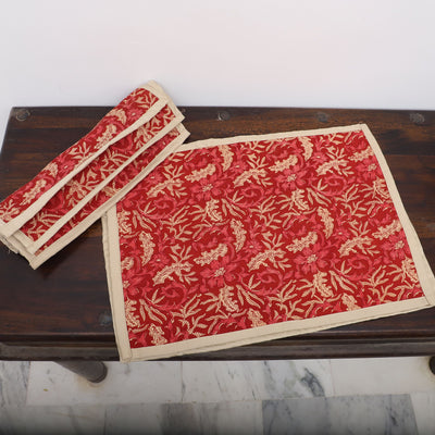 Leaf - Bagh Hand Block Printed Cotton Table Mats (Set Of 6)