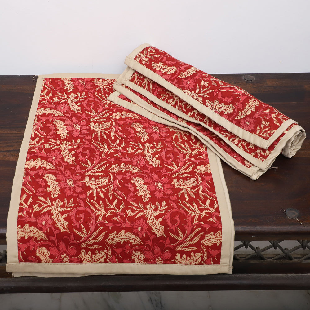 Leaf - Bagh Hand Block Printed Cotton Table Mats (Set Of 6)