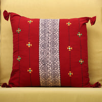 Bagh Hand Block Printed Cotton Cushion Cover with Thread Embroidery (Set of 2)