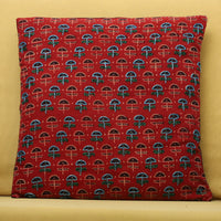 Umbrella - Alazarin Hand Block Printed Cotton Cushion Cover with Beadwork