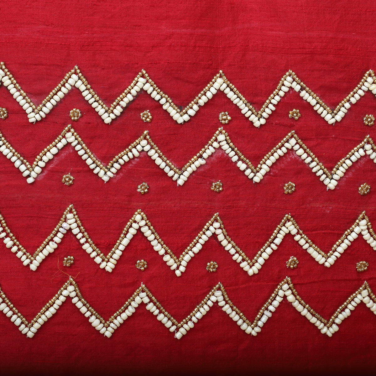 Zigzag - Beadwork Raw Silk Cushion Cover