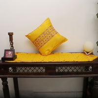 Yellow - Star Butas - Zardozi Hand Embroidered Raw Silk Cushion Cover (Set of 5)