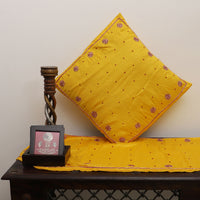 Yellow - Star Butas - Zardozi Hand Embroidered Raw Silk Cushion Cover (Set of 5)