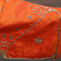 Orange - Drop Butas - Zardozi Hand Embroidered Raw Silk Cushion Cover (Set of 6)