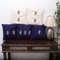 Paisley Butas - Zardozi Hand Embroidered Raw Silk Cushion Cover (Set of 5)