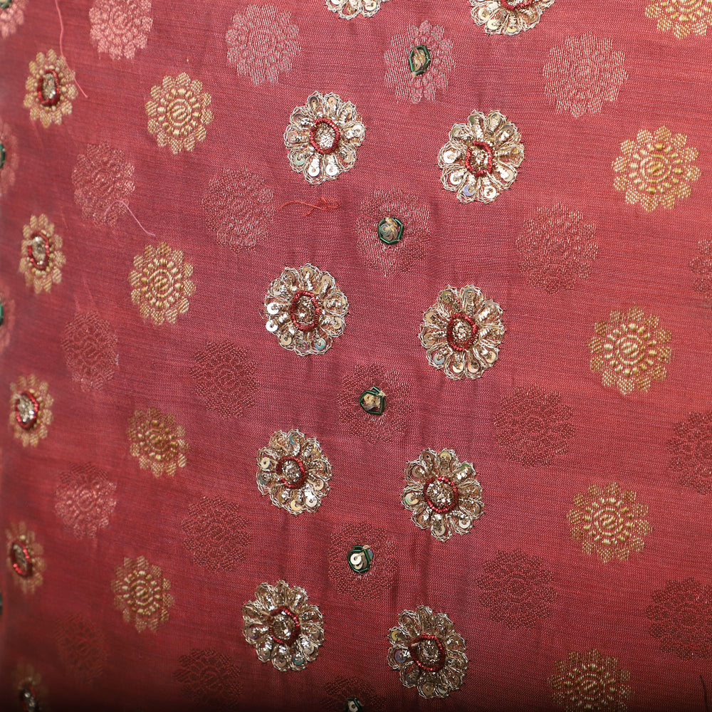 Red - Sequin Work Chanderi Cushion Cover