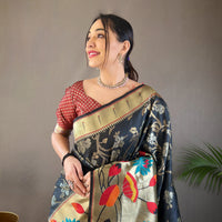 Geeta Black Paithani Silk Handwork Saree