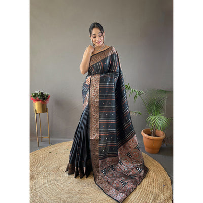 Nidhi Black Silk Handwork Saree