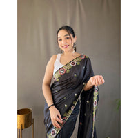 Narmada Black Tussar Silk Handwork Saree