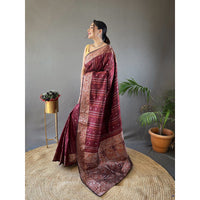 Maroon - Nidhi Brown Silk Handwork Saree