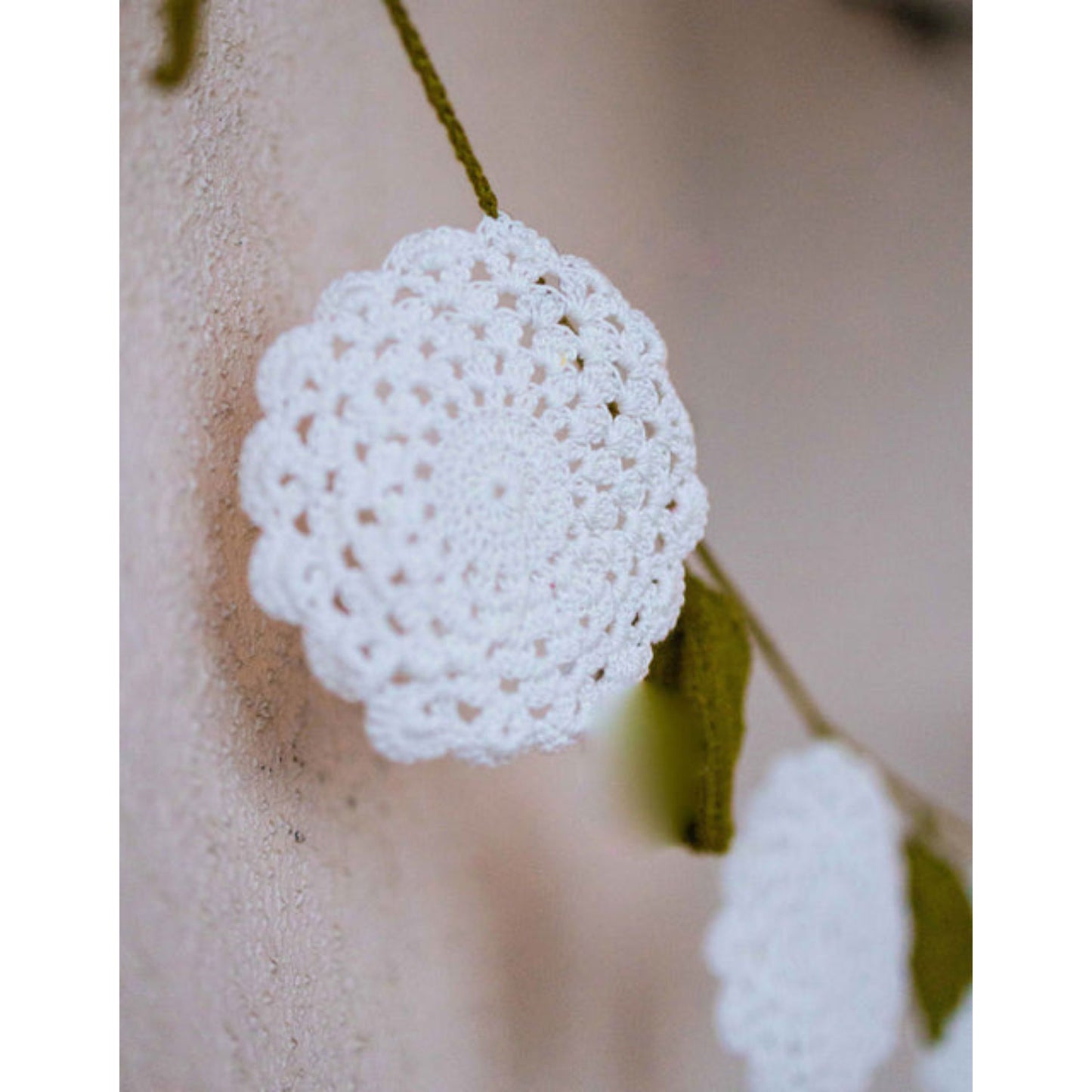 Flower Boho Bunting ~ White