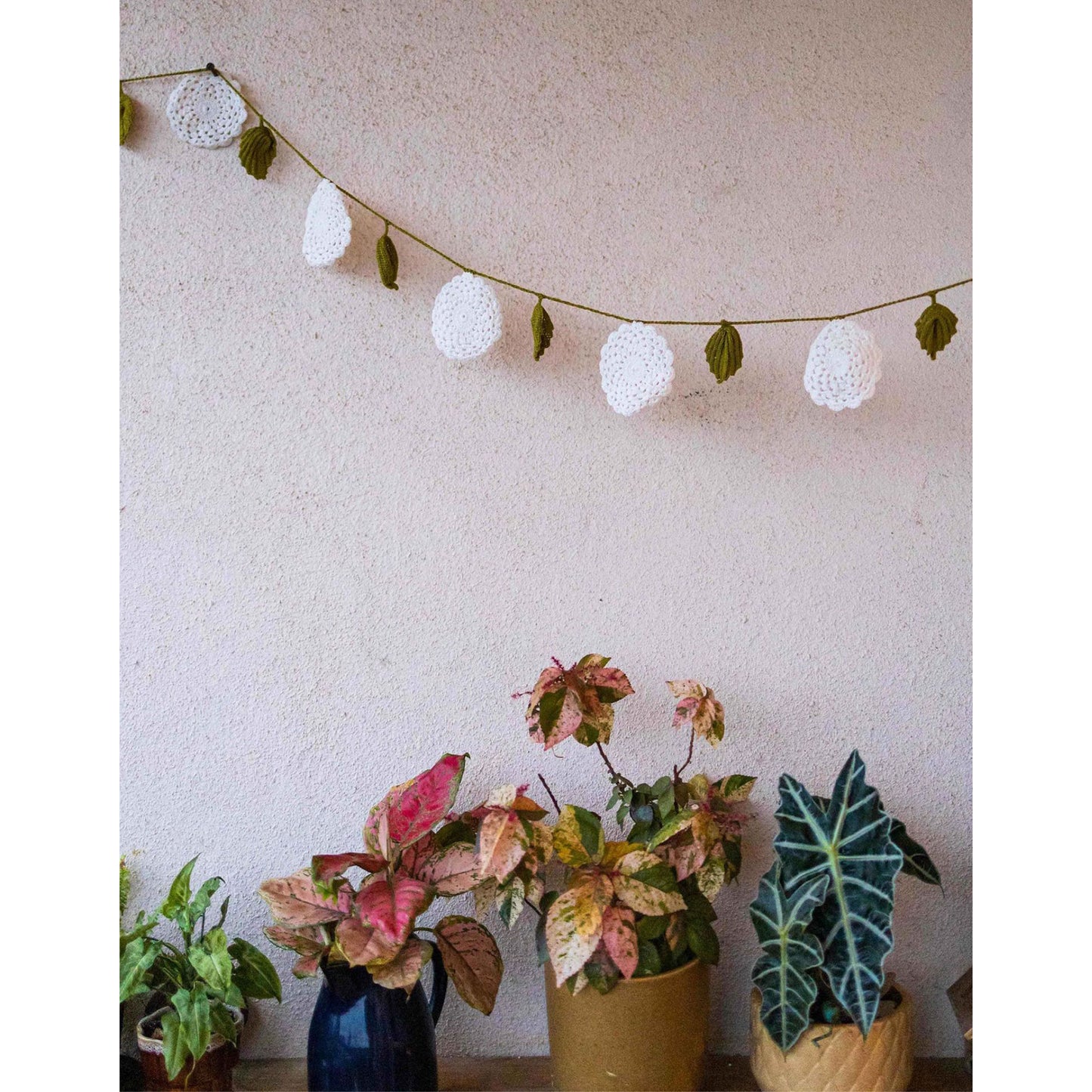 Flower Boho Bunting ~ White