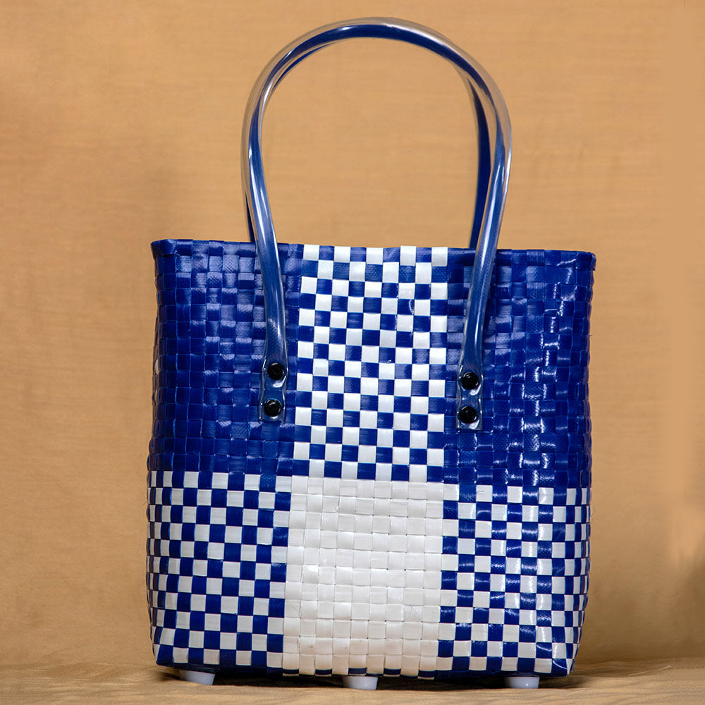 Handmade Blue & White Checks Multipurpose Basket