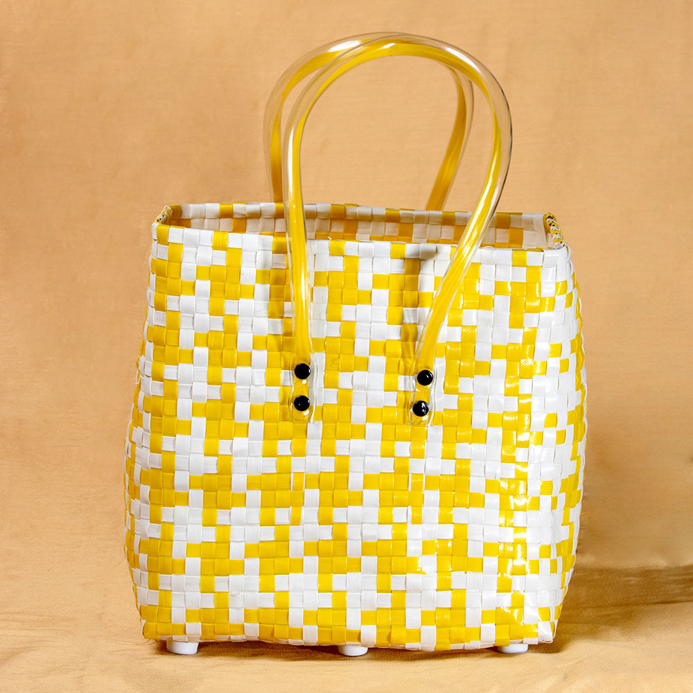 Handmade Yellow & White Multipurpose Basket