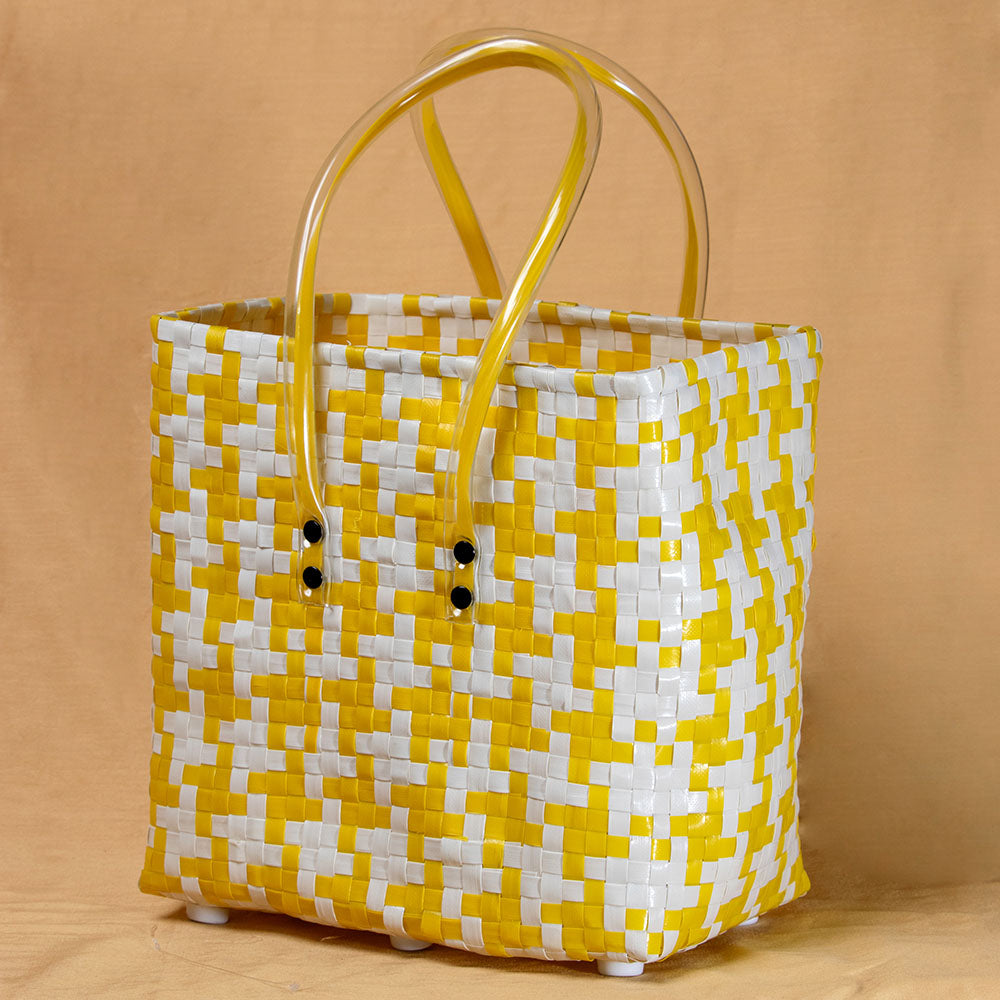 Handmade Yellow & White Multipurpose Basket