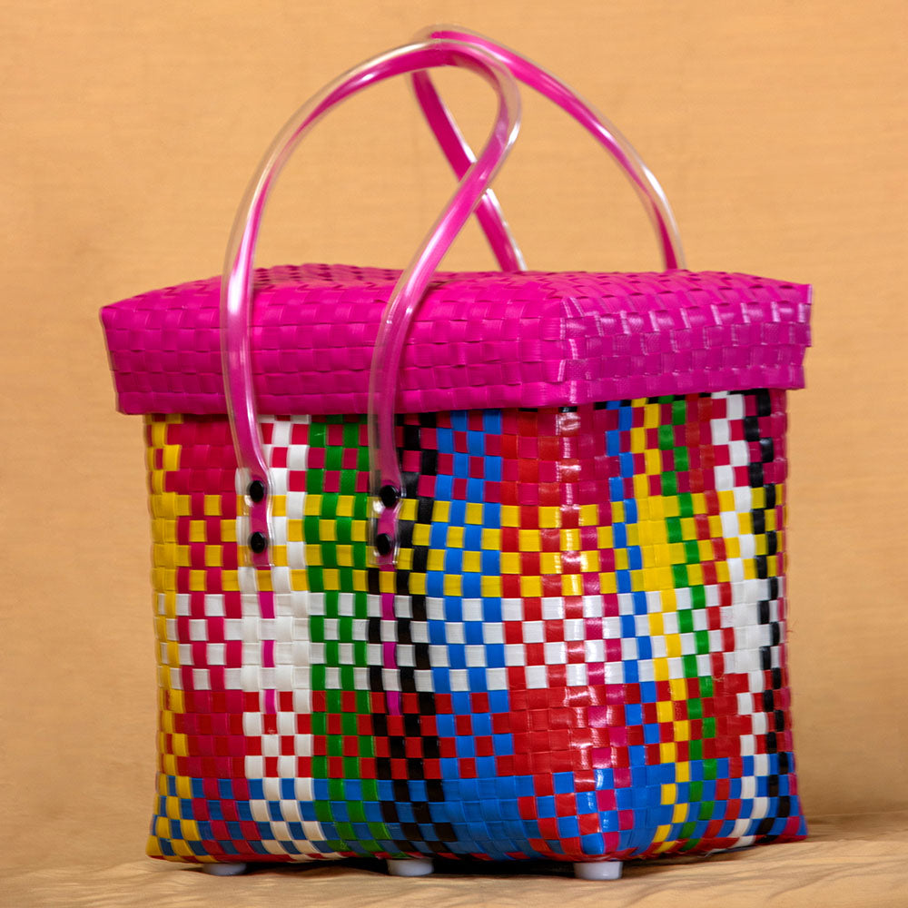 Handmade Colorfull Multipurpose Basket with Lid