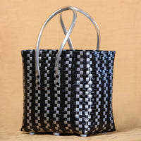 Handmade Black & Grey Checks Multipurpose Basket