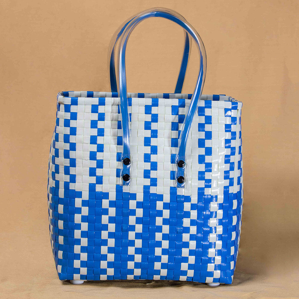 Handmade Blue & White Checks Multipurpose Basket