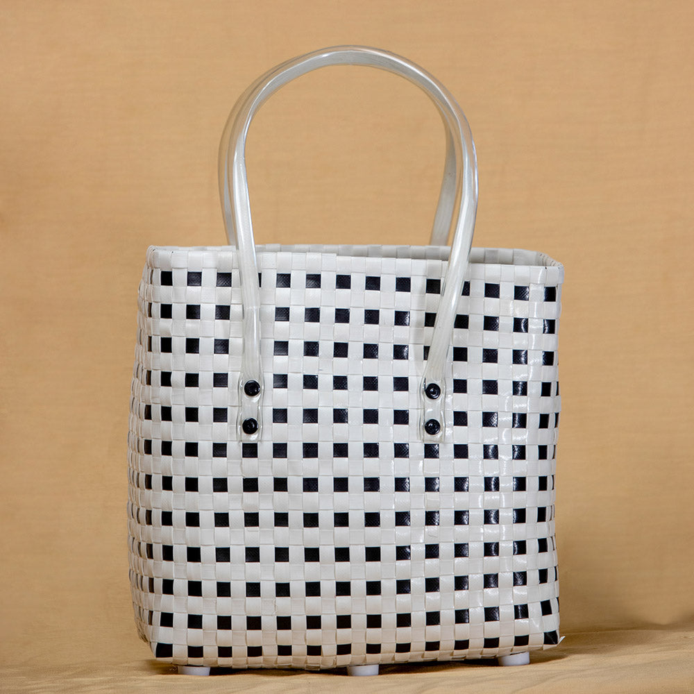 Handmade Black & White Checks Basket