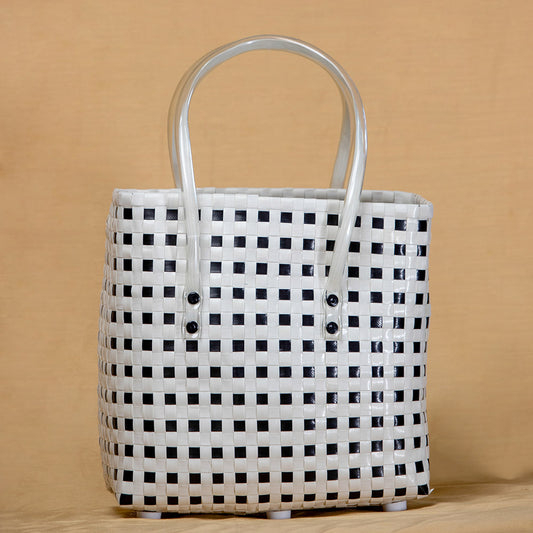 Handmade Black & White Checks Basket