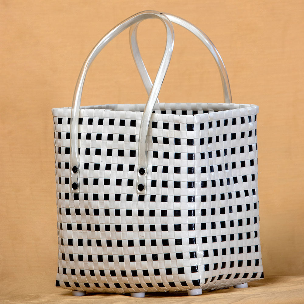 Handmade Black & White Checks Basket