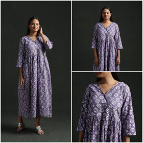 Flared Angrakha Cotton Hand Block Batik Print Dress 07