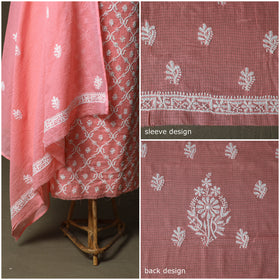 Lucknowi Hand Embroidered Kota Doria Cotton Chikankari 2pc Unstitched Dress Material 133