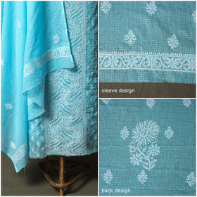 Lucknowi Hand Embroidered Kota Doria Cotton Chikankari 2pc Unstitched Dress Material 127