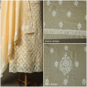 Lucknowi Hand Embroidered Kota Doria Cotton Chikankari 2pc Unstitched Dress Material 126