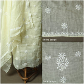 Lucknowi Hand Embroidered Kota Doria Cotton Chikankari 2pc Unstitched Dress Material 125
