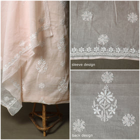 Lucknowi Hand Embroidered Kota Doria Cotton Chikankari 2pc Unstitched Dress Material 124
