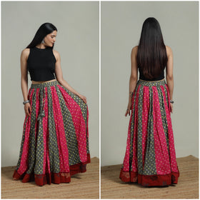 Bandhani Tie-Dye 24 Kali Patchwork Cotton Long Skirt 08