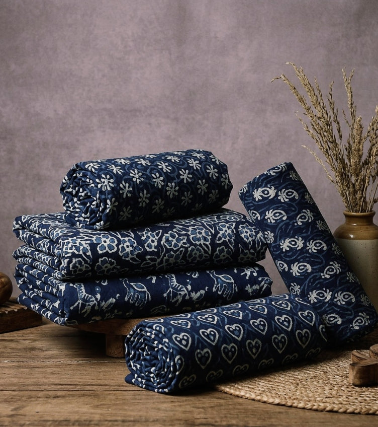 Indigo Bagru Fabrics
